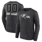 Baltimore Ravens Personalized Name & Number Monochrome Long Sleeve T-Shirt - Charcoal - NFL