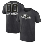 Baltimore Ravens Personalized Name & Number Monochrome T-Shirt - Charcoal - NFL