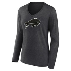 Buffalo Bills Women's Personalized Name & Number Monochrome V-neck T-Shirt - Charcoal - NFL