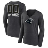 Carolina Panthers Women's Personalized Name & Number Monochrome V-neck T-Shirt - Charcoal - NFL