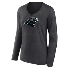Carolina Panthers Women's Personalized Name & Number Monochrome V-neck T-Shirt - Charcoal - NFL