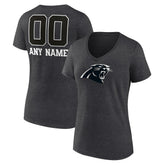 Carolina Panthers Women's Personalized Name & Number Monochrome V-Neck Long Sleeve T-Shirt - Charcoal - NFL