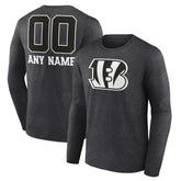 Cincinnati Bengals Personalized Name & Number Monochrome Long Sleeve T-Shirt - Charcoal - NFL