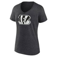 Cincinnati Bengals Women's Personalized Name & Number Monochrome V-Neck Long Sleeve T-Shirt - Charcoal - NFL