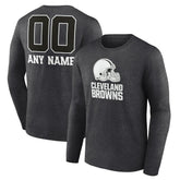 Cleveland Browns Personalized Name & Number Monochrome Long Sleeve T-Shirt - Charcoal - NFL