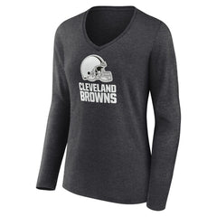 Cleveland Browns Women's Personalized Name & Number Monochrome V-neck T-Shirt - Charcoal - NFL