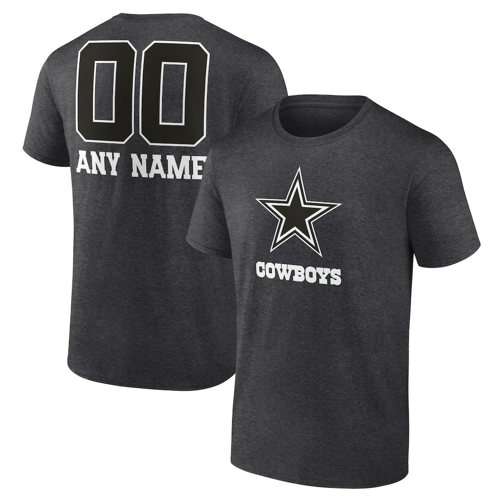 Dallas Cowboys Personalized Name & Number Monochrome T-Shirt - Charcoal - NFL