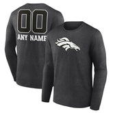 Denver Broncos Personalized Name & Number Monochrome Long Sleeve T-Shirt - Charcoal - NFL