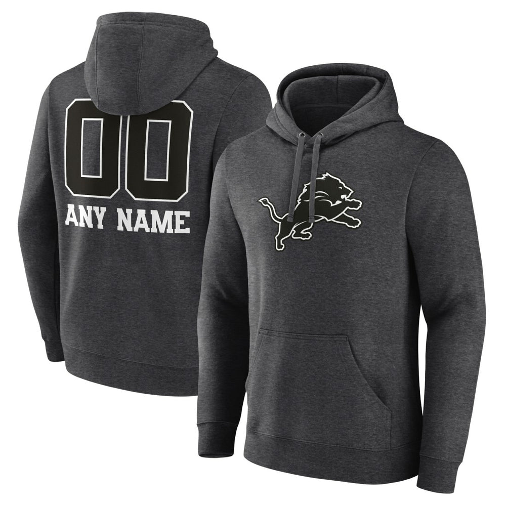 Detroit Lions Personalized Name & Number Monochrome Pullover Hoodie - Charcoal - NFL