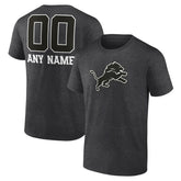 Detroit Lions Personalized Name & Number Monochrome T-Shirt - Charcoal - NFL