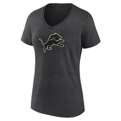 Detroit Lions Women's Personalized Name & Number Monochrome V-Neck Long Sleeve T-Shirt - Charcoal - NFL