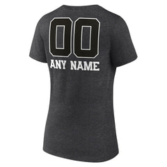 Detroit Lions Women's Personalized Name & Number Monochrome V-Neck Long Sleeve T-Shirt - Charcoal - NFL