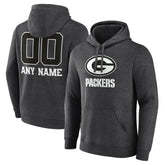 Green Bay Packers Personalized Name & Number Monochrome Pullover Hoodie - Charcoal - NFL