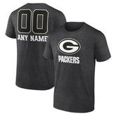 Green Bay Packers Personalized Name & Number Monochrome T-Shirt - Charcoal - NFL