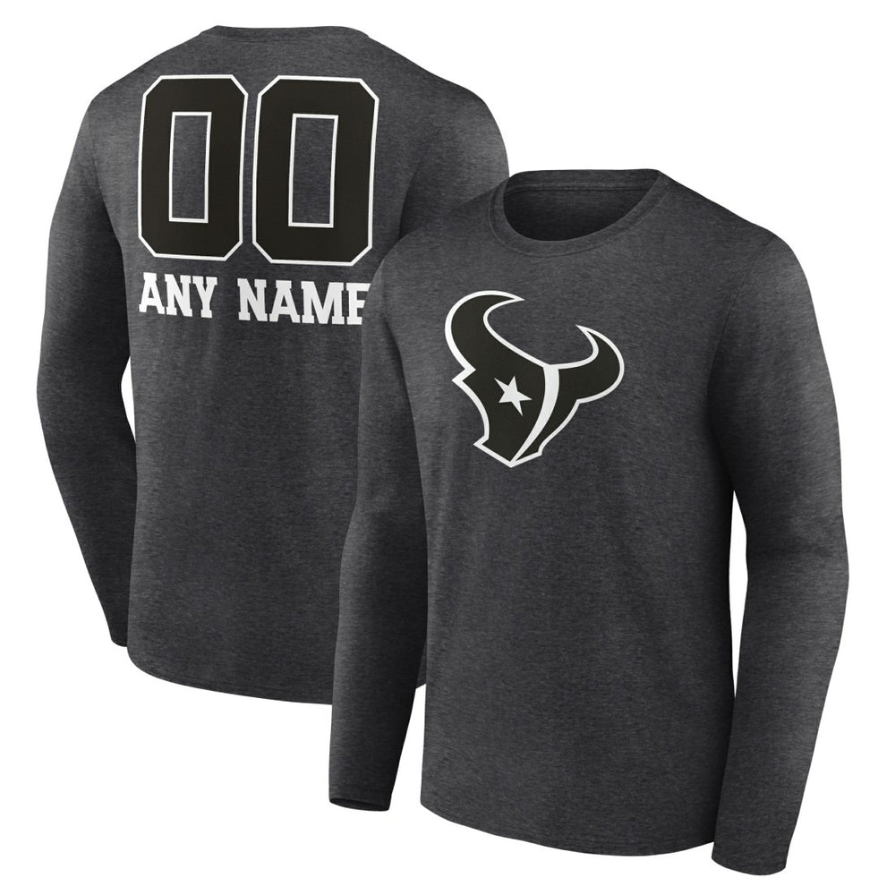 Houston Texans Personalized Name & Number Monochrome Long Sleeve T-Shirt - Charcoal - NFL