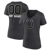 Indianapolis Colts Women's Personalized Name & Number Monochrome V-Neck Long Sleeve T-Shirt - Charcoal - NFL
