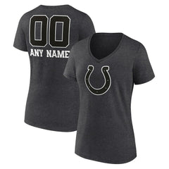 Indianapolis Colts Women's Personalized Name & Number Monochrome V-Neck Long Sleeve T-Shirt - Charcoal - NFL