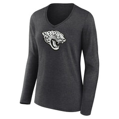 Jacksonville Jaguars Women's Personalized Name & Number Monochrome V-neck T-Shirt - Charcoal - NFL