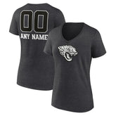 Jacksonville Jaguars Women's Personalized Name & Number Monochrome V-Neck Long Sleeve T-Shirt - Charcoal - NFL