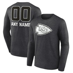 Kansas City Chiefs Personalized Name & Number Monochrome Long Sleeve T-Shirt - Charcoal - NFL