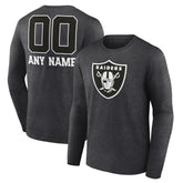 Las Vegas Raiders Personalized Name & Number Monochrome Long Sleeve T-Shirt - Charcoal - NFL