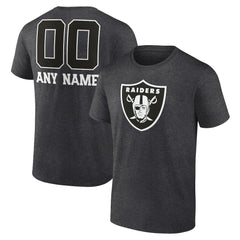 Las Vegas Raiders Personalized Name & Number Monochrome T-Shirt - Charcoal - NFL