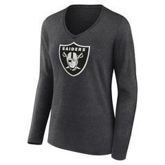 Las Vegas Raiders Women's Personalized Name & Number Monochrome V-neck T-Shirt - Charcoal - NFL
