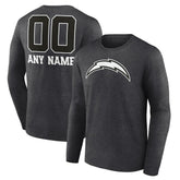 Los Angeles Chargers Personalized Name & Number Monochrome Long Sleeve T-Shirt - Charcoal - NFL