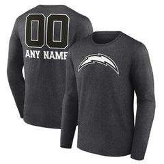Los Angeles Chargers Personalized Name & Number Monochrome Long Sleeve T-Shirt - Charcoal - NFL
