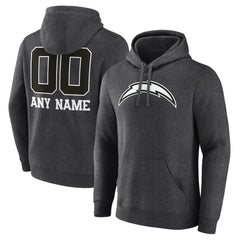 Los Angeles Chargers Personalized Name & Number Monochrome Pullover Hoodie - Charcoal - NFL
