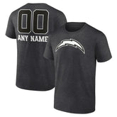Los Angeles Chargers Personalized Name & Number Monochrome T-Shirt - Charcoal - NFL