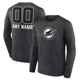 Miami Dolphins Personalized Name & Number Monochrome Long Sleeve T-Shirt - Charcoal - NFL