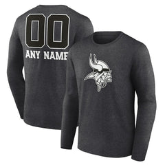 Minnesota Vikings Personalized Name & Number Monochrome Long Sleeve T-Shirt - Charcoal - NFL
