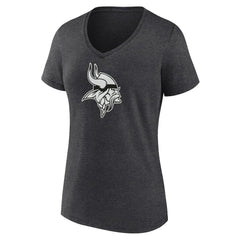 Minnesota Vikings Women's Personalized Name & Number Monochrome V-Neck Long Sleeve T-Shirt - Charcoal - NFL