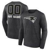 New England Patriots Personalized Name & Number Monochrome Long Sleeve T-Shirt - Charcoal - NFL