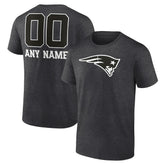 New England Patriots Personalized Name & Number Monochrome T-Shirt - Charcoal - NFL