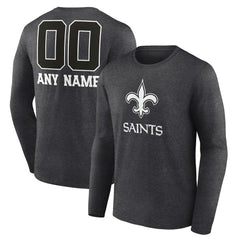 New Orleans Saints Personalized Name & Number Monochrome Long Sleeve T-Shirt - Charcoal - NFL