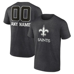 New Orleans Saints Personalized Name & Number Monochrome T-Shirt - Charcoal - NFL