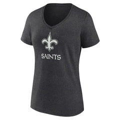 New Orleans Saints Women's Personalized Name & Number Monochrome V-Neck Long Sleeve T-Shirt - Charcoal - NFL