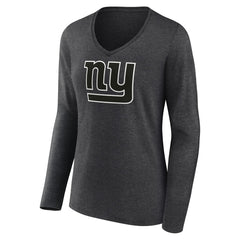 New York Giants Women's Personalized Name & Number Monochrome V-neck T-Shirt - Charcoal - NFL