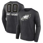 Philadelphia Eagles Personalized Name & Number Monochrome Long Sleeve T-Shirt - Charcoal - NFL