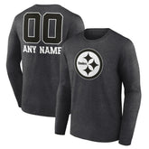 Pittsburgh Steelers Personalized Name & Number Monochrome Long Sleeve T-Shirt - Charcoal - NFL