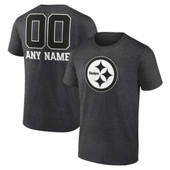 Pittsburgh Steelers Personalized Name & Number Monochrome T-Shirt - Charcoal - NFL