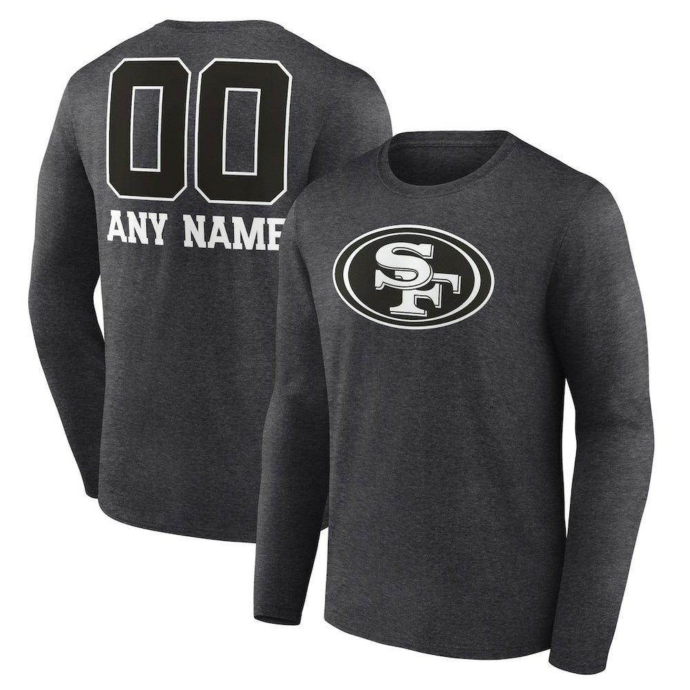 San Francisco 49ers Personalized Name & Number Monochrome Long Sleeve T-Shirt - Charcoal - NFL