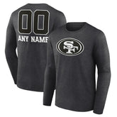 San Francisco 49ers Personalized Name & Number Monochrome Long Sleeve T-Shirt - Charcoal - NFL