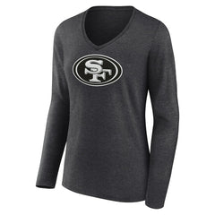 San Francisco 49ers Women's Personalized Name & Number Monochrome V-neck T-Shirt - Charcoal - NFL