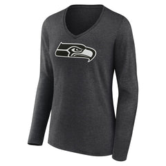Seattle Seahawks Women's Personalized Name & Number Monochrome V-neck T-Shirt - Charcoal - NFL
