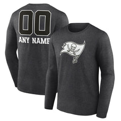 Tampa Bay Buccaneers Personalized Name & Number Monochrome Long Sleeve T-Shirt - Charcoal - NFL