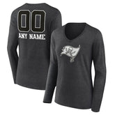 Tampa Bay Buccaneers Women's Personalized Name & Number Monochrome V-neck T-Shirt - Charcoal - NFL