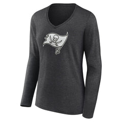 Tampa Bay Buccaneers Women's Personalized Name & Number Monochrome V-neck T-Shirt - Charcoal - NFL